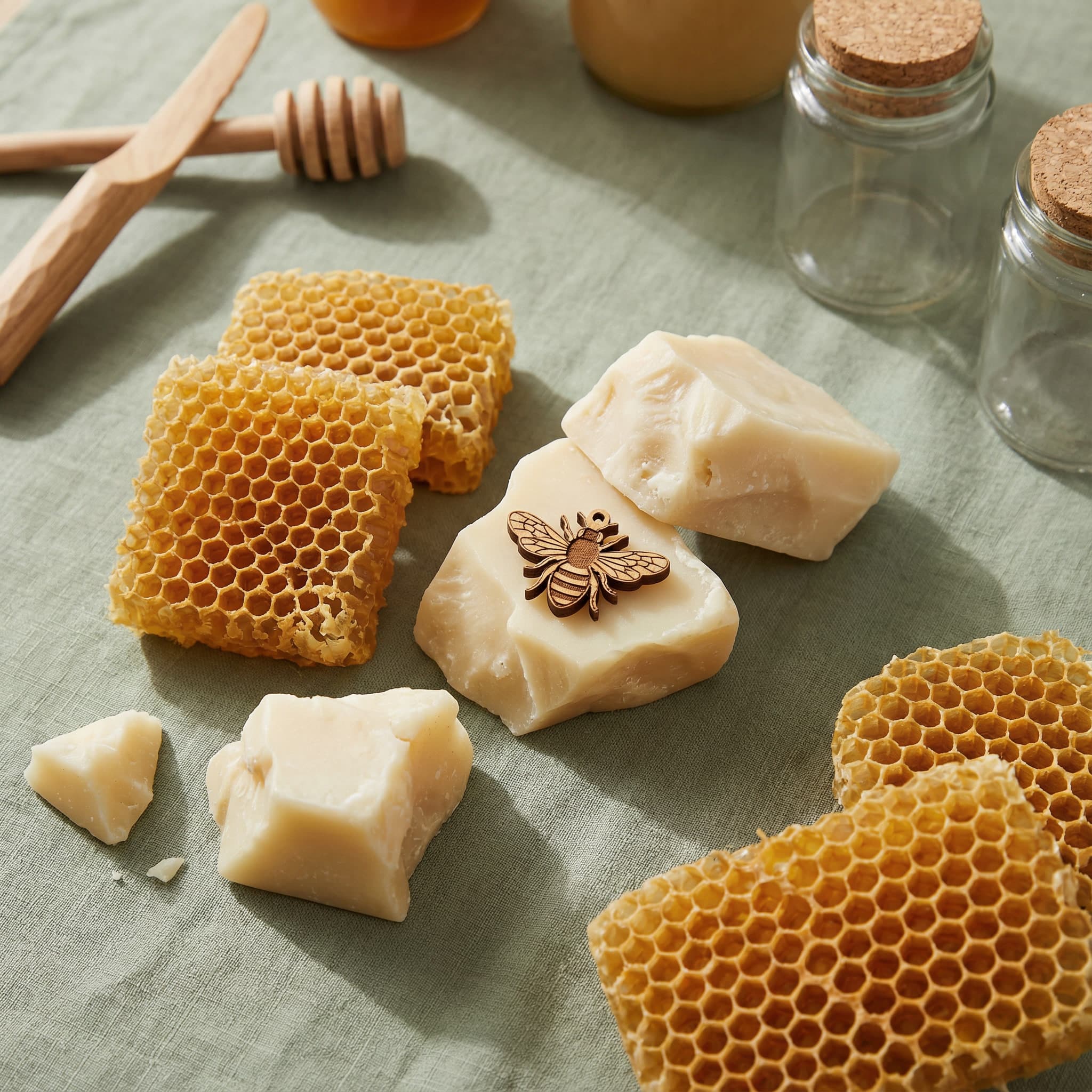 Natural beeswax with honeycomb