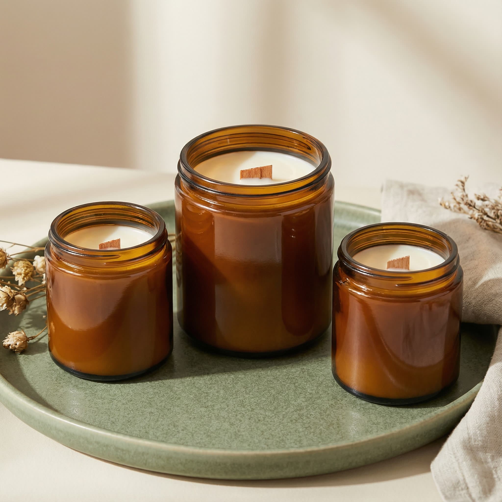 Container candles in glass jars